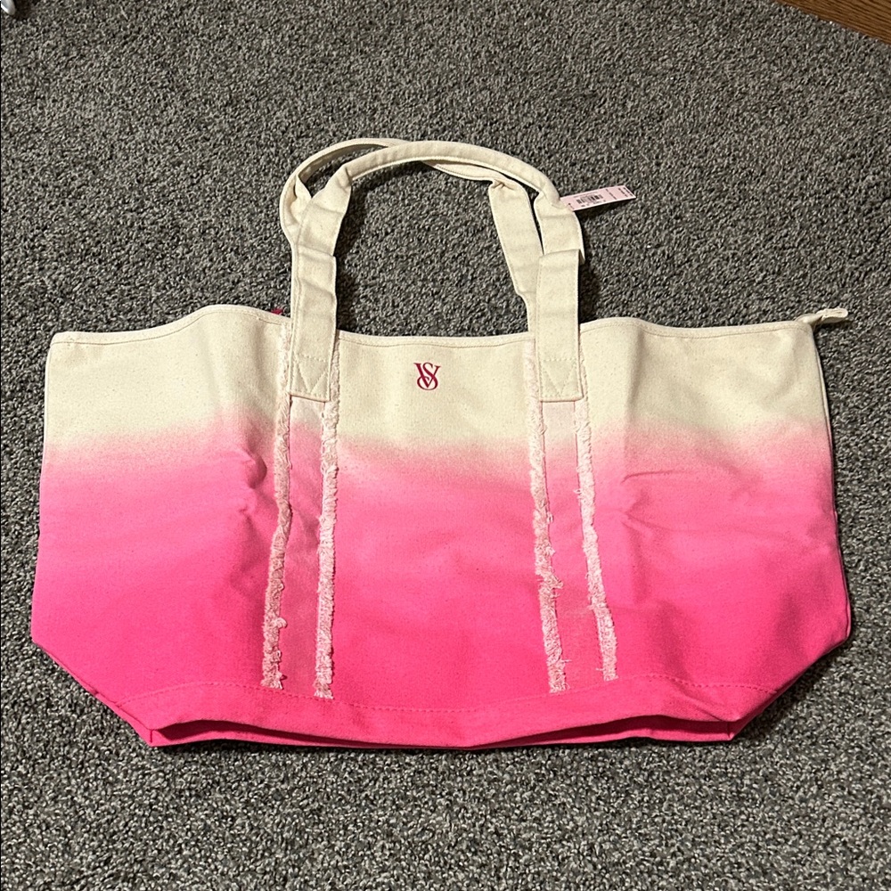 Victoria's Secret Cream and Pink Gradient Tote